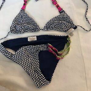 Beach Bunny Zigzag Bikini in Navy and Pink